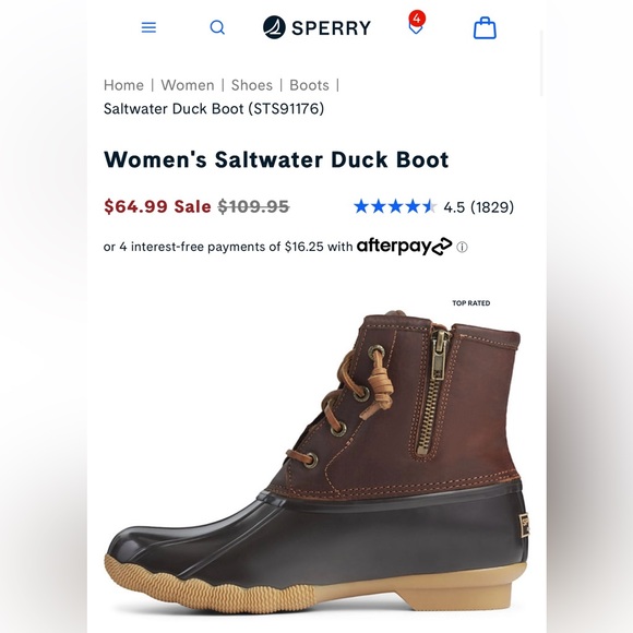 Sperry Women's Saltwater Duck Boot Tan/Dark Brown Size 10 - Picture 10 of 13